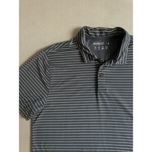 Abercrombie & Fitch Men L Polo Shirt Soft Air Knit Blue Stripe Prep Short Sleeve